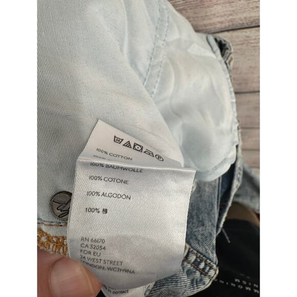 We the Free People Distressed Mineral Washed Straight Leg Jeans Womens 29 Blue - Picture 10 of 12